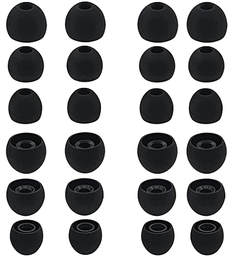BLLQ 12 Pairs Silicone Replacement Eartips Earbud Ear Buds Tips Compatible with Sony WF-C700n,WF-1000XM4, WF/MDR/XBA Series and Other 3.8mm to 4.5mm Nozzle Earbuds Earphones, S/M/L Black