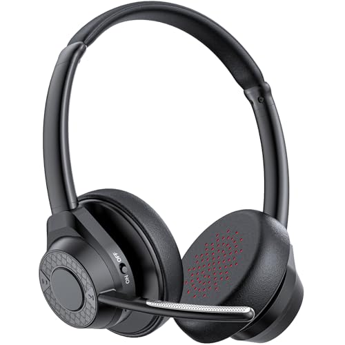 Bluetooth Headset, 2024 Wireless Bluetooth V5.4 Headphones with Microphone, Noise Canceling Multipoint Connect Wireless Headset with Mic for Work/Mobile/Laptop Computer/Call Center/Zoom/Ms Teams