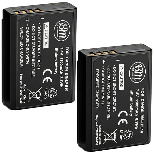 BM Premium 2-Pack of LP-E10 Batteries for Canon EOS Rebel T3, T5, T6, T7, Kiss X50, Kiss X70, EOS 1100D, EOS 1200D, EOS 1300D, EOS 2000D Digital Camera