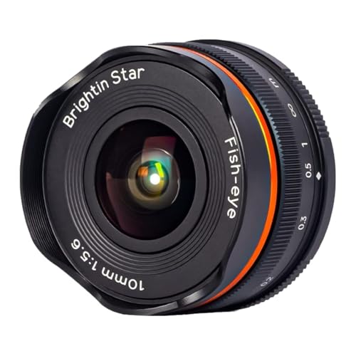 Brightin Star 10mm F5.6 Fisheye Manual Focus Prime Lens for Canon EOS-M Mount Mirrorless Cameras, APS-C Ultra-Wide Angle Fixed Lens, Fit for M6, M50, M5, M3, M200, M10, M100, M, M2 (Black)