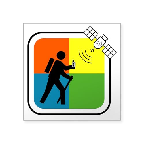 CafePress Geocache Man Square Sticker 3 X 3 Square Bumper Sticker Car Decal