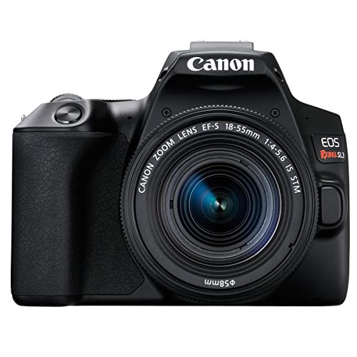 Canon EOS Rebel SL3 DSLR Camera with 18-55mm Lens (Black), Bundle with Bag, 32GB SD Card, Filter Pack, Cleaning Kit