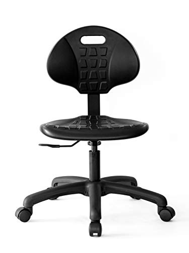 Chair Master Table Height Chair/Stool-Easy to Clean! Deluxe Ergonomic Polyurethane Chair. 5" of Height Adj (15.5"-20.5") 450 lb Capacity. Automotive, Lab, Garage, Home, Office (Standard, Black)