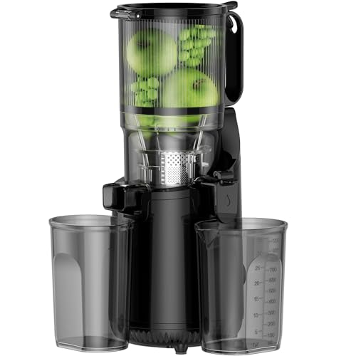 Cold Press Juicer, Amumu Slow Masticating Machines with 6.1" Extra Large Feed Chute Fit Whole Fruits & Vegetables Easy Clean Self Feeding Effortless for Batch Juicing, High Juice Yield, BPA Free 250W