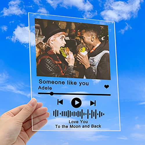 Custom Spotif Plaque Art Personalized Scannable Spotif Code Photo Gifts,Customized Acrylic Song Album Cover