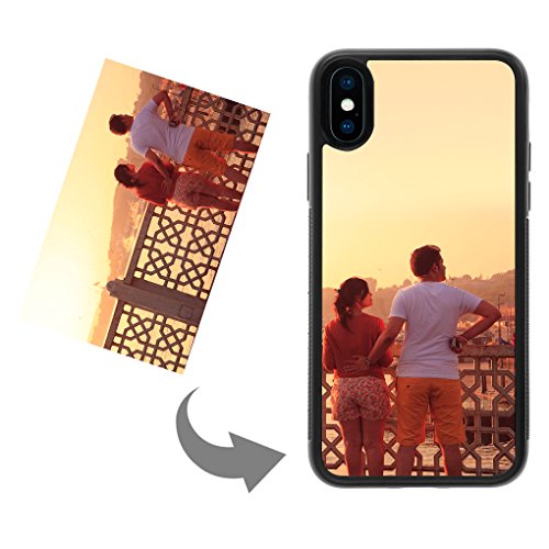 Customize Your Own Phone Case - Personalized Photo Text Logo Back Cover Case for iPhone X or XS,Birthday Xmas Valentines Gift for Her and Him (Black)
