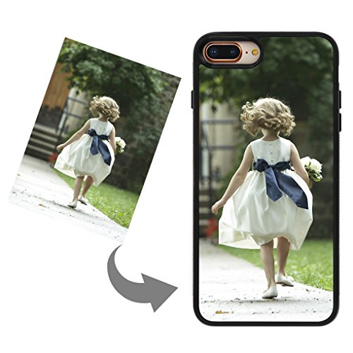 Customize Your Own Phone Case - Personalized Photo,Text,Logo Back Cover Case for iPhone 7 Plus or 8 Plus,Birthday Xmas Valentines Gift for Her and Him (Black)