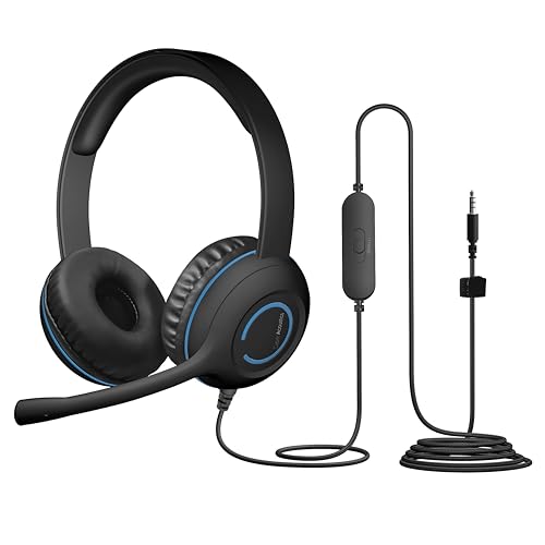 Cyber Acoustics 3.5mm Stereo Headset 5-pack with Headphones and Noise Cancelling Microphone for PCs, Tablets, and Cell Phones in The Classroom or Home (AC-5002-5)