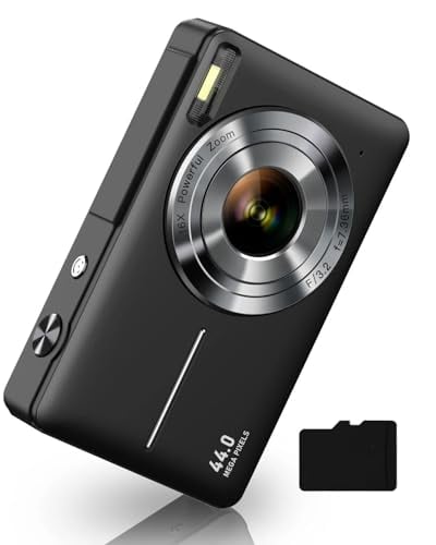 Digital Camera, FHD 1080P Kids Camera 44MP Point and Shoot Digital Cameras with 32GB SD Card, 16X Zoom, Two Batteries, Lanyard, Compact Small Camera for Kids Boys Girls