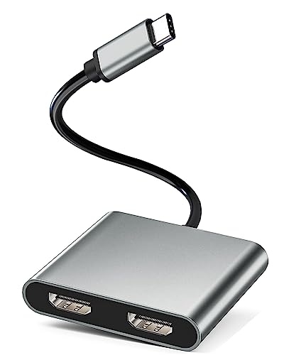 Dnkeaur HDMI Adapter for Dual Monitors,USB C to Dual HDMI Adapter 4K,Type C to HDMI Dual Monitor,USB C Splitter 2 Monitors Extended Display,HDMI Monitors Docking Station for Laptop (Only for Windows)