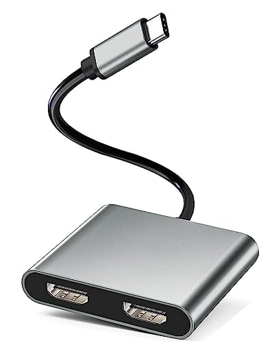 Dnkeaur HDMI Adapter for Dual Monitors,USB C to Dual HDMI Adapter 4K,Type C to HDMI Dual Monitor,USB C Splitter 2 Monitors Extended Display,HDMI Monitors Docking Station for Laptop (Only for Windows)