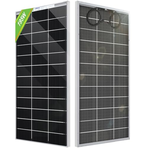 ECO-WORTHY Bifacial 195 Watt 12 Volt 12BB Solar Panel Monocrystalline Double-Sided Power Generation Rigid High-Efficiency PV Module Power Charger for RV,Sunsheds,Canopies,Farms,Home and Off-Grid