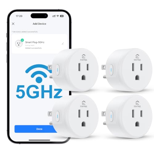 Eightree Smart Plug 5GHz & 2.4GHz, Smart Outlet WiFi Socket with APP Remote Control, Compatible with Alexa & Google Home, 4 Packs