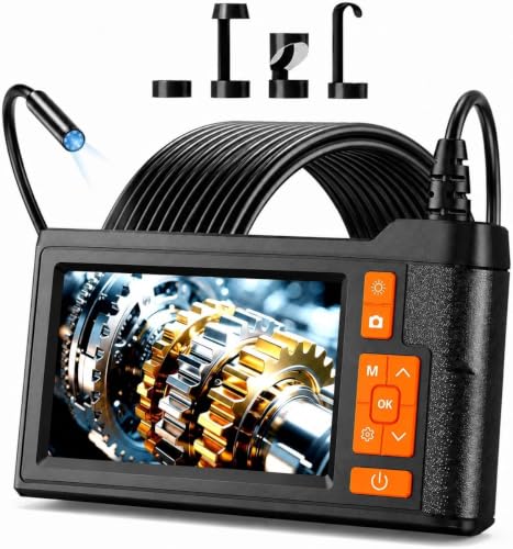 Endoscope Camera with Light, GinoCaco 1920P HD Borescope Inspection Camera, 16.4Ft Semi-Rigid Cord Scope Camera with 6 LED Lights, IP67 Waterproof Snake Camera for iPhone, Ipad, Android and Windows