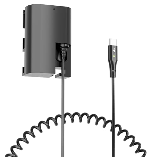 F1TP DR-E6 DC Coupler LP-E6 Dummy Battery USB-C Kit Replace ACK-E6 AC Power Adapter for Canon EOS 90D 80D 70D 60D R R5 R6 5D Mark II III IV, 6D Mark II, 7D Mark II Cameras.