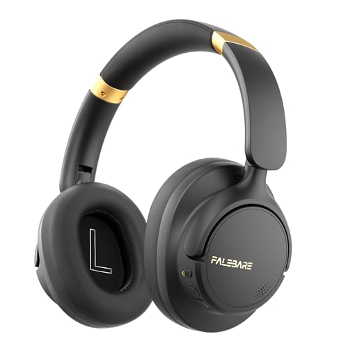 Falebare Noise Cancelling Headphones, Bluetooth Headphones Over The Ear Headphones Wireless Bluetooth with Mic, 80H Playtime, Deep Bass, Comfort Fit, Portable Lightweight Headphones for Travel, Home