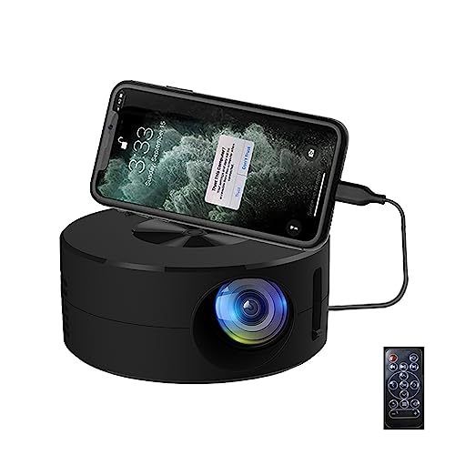 FOSENHL Portable Home Mini USB Projector for iPhone only with Remote Controller Built-in Speaker,Audio Port, iOS Phone ipad USB Flash Driver Compatible, black