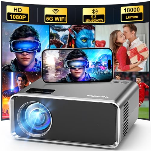 FUDONI WiFi Bluetooth Projector, 4K Supported, Native 1080P FHD Projector
