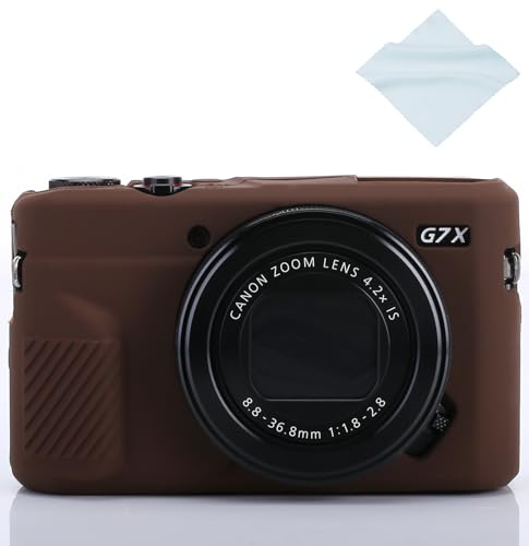G7X Mark II Case G7X Mark III Case G7X Camera Silicone Case Ultra-Thin Lightweight Rubber Soft Silicone Case Bag Cover for Canon PowerShot G7X G7X Mark II G7X Mark III + Microfiber Cloth (Coffeee)