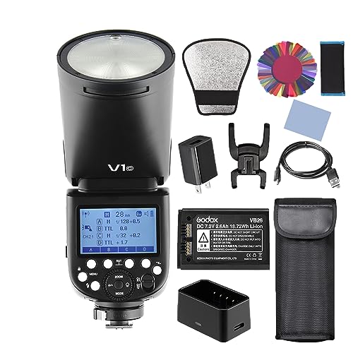 Godox V1C Camera Flash Speedlight Round Head Wireless 2.4G Compatible with Canon EOS Series 1500D 3000D 5D Mark ll/LLL/IV 6D Mark II 7D Mark II 70D 77D 80D for Wedding Portrait Studio Photography