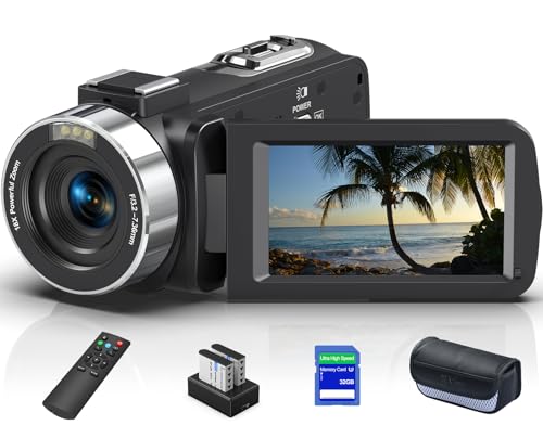 GOGERLY 8K 64MP Video Camera Camcorder YouTube Vlogging Camera IR Night Vision 18X Digital Zoom Webcam WiFi 3.0”Touch Screen Camcorders with Microphone, Remote Control, 32G SD Card and 2 Batteries