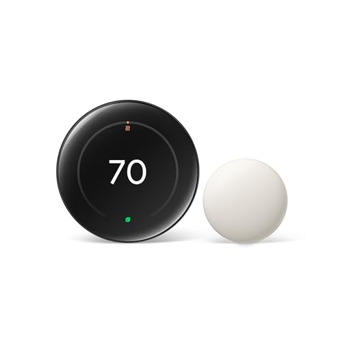 Google Nest Learning Thermostat (4th Gen) with Nest Temperature Sensor (2nd Gen) - Energy Saving Smart Thermostat with Adaptive Eco - Works with Alexa and Google Home App - Polished Obsidian