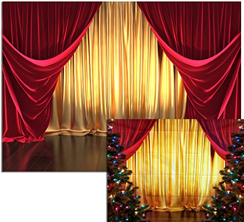 GYA 7x5ft Golden Red Curtain Party Backdrop Theater Masquerade Prom Background Kids Family Business Magic Show Circus Carnival Graduation Party Birthday Cake Table Banner