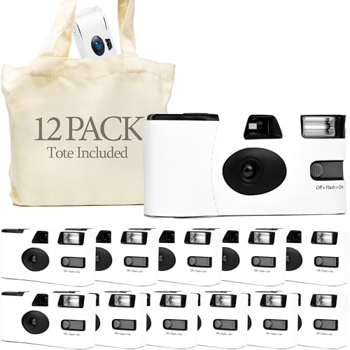H&H Photo Supply Disposable Cameras Bulk (12 Pack) – White Single Use Camera Set: Perfect for Weddings, Baby Showers, Birthday Parties & All Events – 35mm ISO 400 Film, 27 Exposures, Easy-to-Use