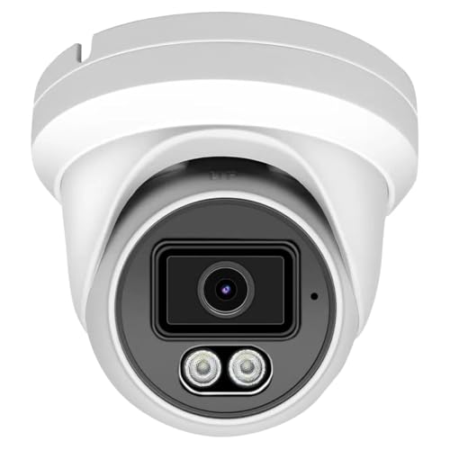 Hikvision/Uniview Compatible 4MP PoE IP Turret Dome Camera with Microphone/Audio, IP Security Camera Outdoor Rated, Waterproof IP66, 108° Wide Angle 2.8mm Lens (Regular IR)