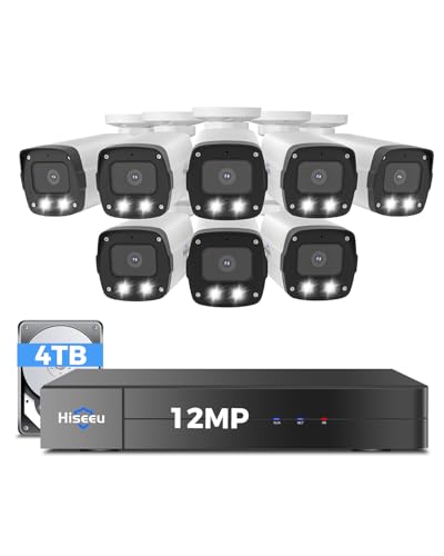 Hiseeu 12MP PoE Security Camera System, 8 Pcs PoE Cameras