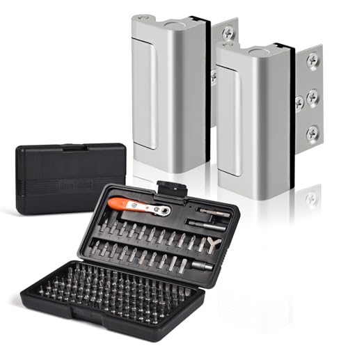 Home Security Door Reinforcement Lock Childproof, Add Security to Home, Prevent Unauthorized Entry. 133in1 90 Degree Mini Ratchet Wrench Screwdriver Bit Set with 1/4" Hex Shank S2 Steel Bits, 36-Tooth