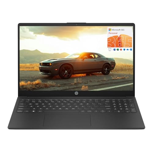 HP 15.6" Portable Laptop (Include 1 Year Microsoft 365), HD Display, Intel Quad-Core N200 Processor, 16GB RAM, 128GB Storage, Wi-Fi 6, Webcam, HDMI, Numeric Keypad, Windows 11 Home, Black