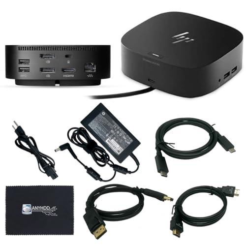 HP 5TW13UT#ABA Universal Dock G2 - for Notebook 120W Power, USB Type C with HDMI, Display Port Cable and C to C Cable with Cloth