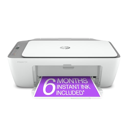 HP DeskJet 2755e Wireless All-in-One Color Inkjet Printer, Print, scan, copy, Best for home, 6 months of ink included (26K67A)