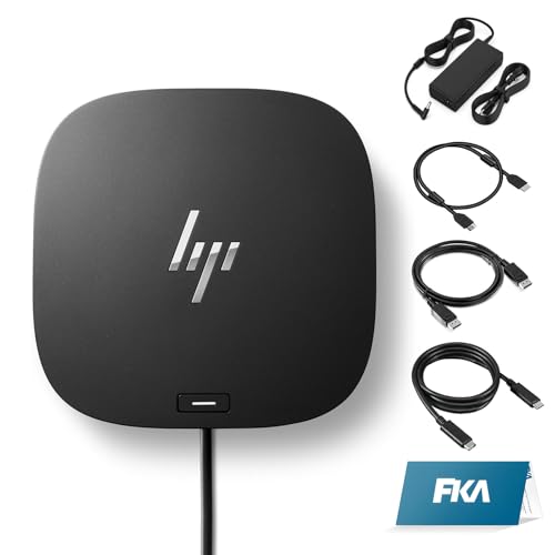 HP Docking Station for Laptop Dual Monitor and Charging Bundle - HP USB-C G5 Dock with 120W AC Adapter, HDMI & DP Cable & USB-C Cable