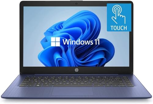 HP Newest 14" HD Touchscreen Laptop, Windows 11, Intel Celeron Dual-Core Processor Up to 2.60GHz, 4GB RAM, 64GB SSD, Webcam, Dale Blue (Renewed)