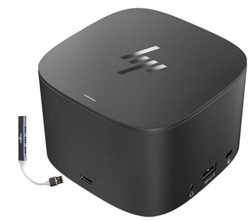 HP Thunderbolt Dock 230W G2 (3VL22AV#ABA), Up to 100W Power Delivery & Bundle with Dockztorm USB Hub, Dual 4K Display Support, Ethernet, DisplayPort, VGA, USB-A, Black