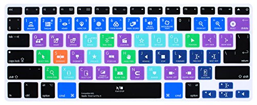 HRH Final Cut Pro X Shortcuts Hotkey Silicone Keyboard Cover Skin for MacBook Air 13,for MacBook Pro13/15/17 (with or w/Out Retina Display,2015 or Older Version),for iMac Older,USA and European