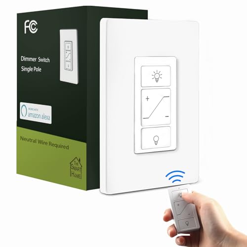 Hummptom Dimmer Switch with Remote Control, Dimmer Light Switch, Single Pole Smart Switch Light Switch Support 2.4G&5G Compatible with Alexa