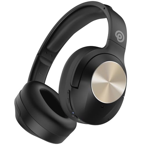 Hybrid Active Noise Cancelling Headphones, Wireless Over Ear Bluetooth Headphones, Headphones Wireless with Transparency Mode, Deep Bass, Comfort Fit Ear Cups, 30 Hrs, for Home Office Travel，Gold