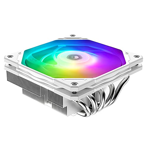 ID-COOLING IS-55 ARGB WHITE CPU Cooler Low Profile 57mm Height CPU Air Cooler ARGB 5 Heatpipes 120x120x15mm Slim Fan, CPU Fan for Intel LGA1700/115X/1200; AMD AM4/AM5