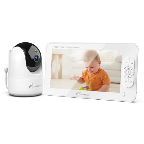 iFamily SM70C 7" HD720P Baby Monitor with Camera and Audio - No WiFi， Hack Proof, Remote Zoom/Pan/Tilt,VOX Mode, Auto Night Vision, Built in Lullabies