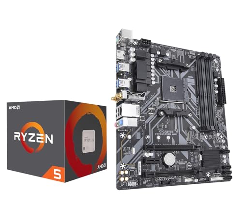 INLAND AMD Ryzen 5 4500 6-Core 12-Thread Unlocked Desktop Processor Bundle with GIGABYTE B450M DS3H WiFi MATX AM4 Gaming Motherboard,
