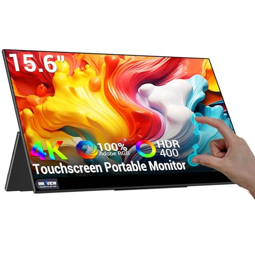 InnoView Portable Monitor Touchscreen 15.6'' Portable 4k Monitor 3840x2160 100% Adobe 10 Point Touch Screen Monitor USB C HDMI Ultra Slim Portable Monitor for Laptop Mac Switch Xbox Tablet PC Phone
