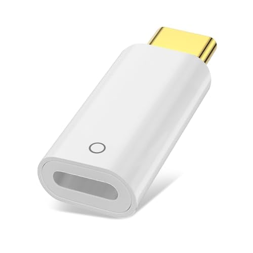 Jadebones USB-C to Pencil Adapter for Apple Pencil 1st Generation, USB C to for Lightning Pencil Charging Adapter Type C Bluetooth Pair Connector Compatible with iPad 10th Gen (White)