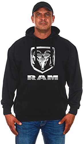 JH DESIGN GROUP Men's Dodge Ram Pullover Black Hoodie Sweatshirt (Medium, HD12-black)