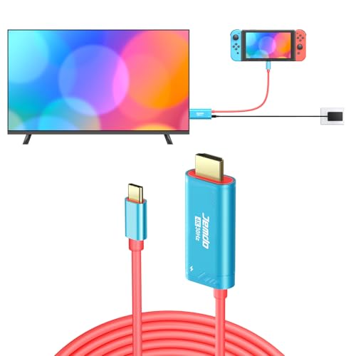 JINGDU Upgraded USB C to HDMI Cable Compatible with Nintendo Switch NS/OLED, Portable TV Adapter Connector Replaces The Original Dock for TV Screen Mirroring, Convenient for Travel, 4K HD, 2m, Blue