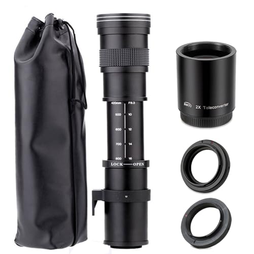 JINTU 420-1600mm f/8.3 HD Manual Telephoto Zoom Lens for Canon Nikon SLR Cameras 4000D 2000D T7 T7i T6 T6i T5 T5i 80D 77D 650D 70D 60D 50D 5D D5600 D5500 D3100 D3200 D3300 D3400 D90 D5200 D7500