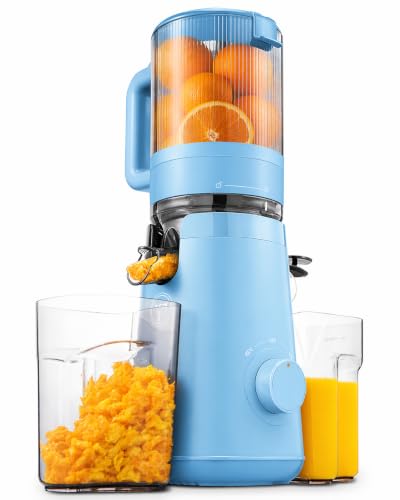 Juicer Machines, TUUMIIST Cold Press Juicer with 4.25'' Large Feed Chute Fit Whole Vegetable And Fruit, Masticating Juicer Easy To Clean, Gun Grey