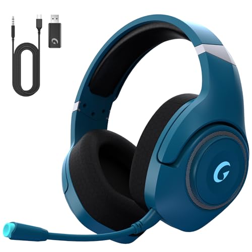 KAPEYDESI Gaming Headset Wireless, 2.4GHz Gaming Headphones Wireless with Noise Canceling Microphone for PS5, PS4, Fortnite & Call of Duty/FPS Gamers, 40-Hr Battery Gamer Headphones for PC, Black